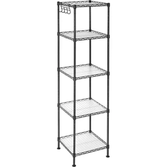 SONGMICS Fürdőszobai Polc, Fém Tároló Állvány, Teljes Teherbírás 100 kg, 5 PP Lappal,