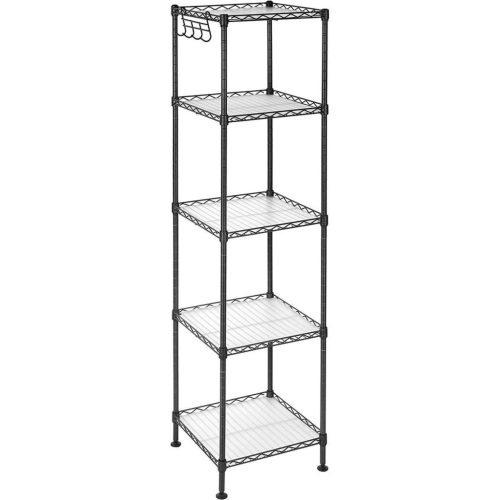 SONGMICS Fürdőszobai Polc, Fém Tároló Állvány, Teljes Teherbírás 100 kg, 5 PP Lappal,