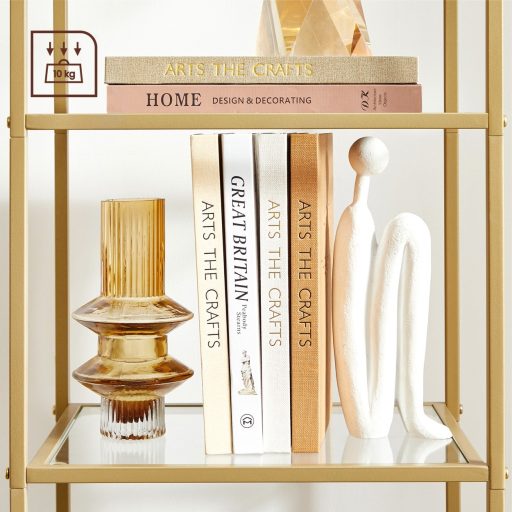 VASAGLE Polc Egység, 5 Szintes Létra Polc Egység, Karcsú Üveg Polc Hálószobába,