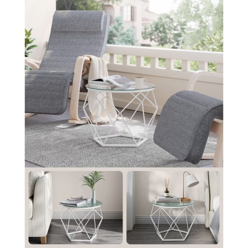 VASAGLE Kerek Dohányzóasztalok, 2 db-os Asztal Szett, Modern Stílus, Levehető Asztallap, Acél