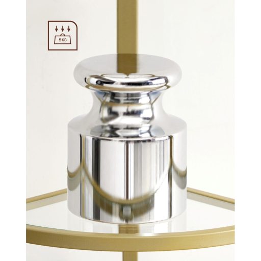 VASAGLE Sarokpolc Állvány, 5 Szintes Sarok Könyvespolc, Edzett Üveg Polcok, Modern Stílus,