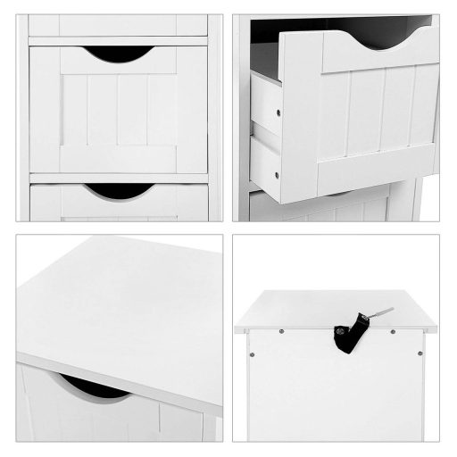 VASAGLE LHC40W, Fürdőszobai szekrény 4 fiókkal, Komód, 30 x 30 x 82 cm, nappaliba, konyhába