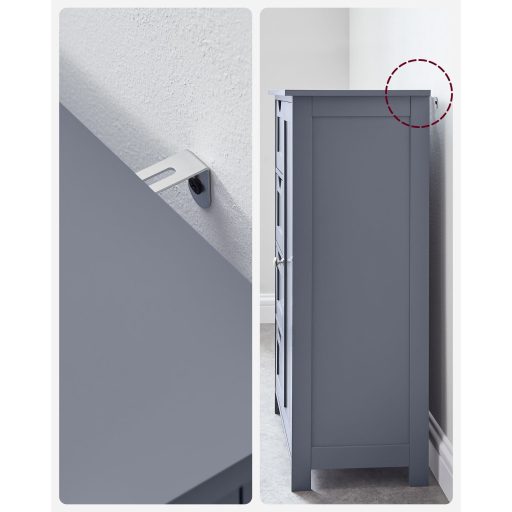 VASAGLE Fürdőszobai Padlószekrény, Fürdőszobai Tárolóegység 4 Fiókkal, Szabadon Álló