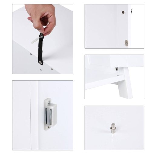 VASAGLE Fürdőszobai Padlószekrény, Fa Tárolóegység 4 Fiókkal, Egyajtós, Állítható