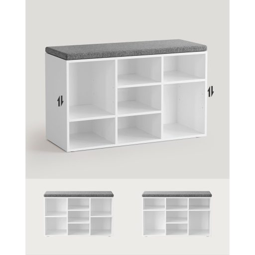 VASAGLE cipőspad párnával, tárolópad párnázott üléssel, előszobapad 9 rekesszel,