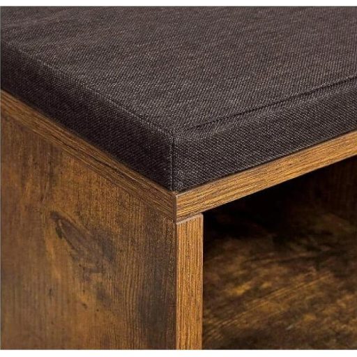 VASAGLE párnázott tárolópad hálós polccal, cipőtartó, fémkeret, könnyű összeszerelés,