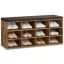 Cipőtároló pad, 12 rekesszel, párnázott ülőfelülettel, rusztikus barna 104x30x48cm