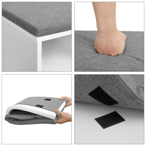 VASAGLE cipőpad, tárolópad 2 nyitott és 1 zárt rekesszel, cipőpolc, párnázott ülés,