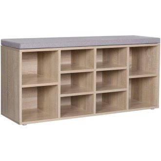 VASAGLE Cipőpad, Cipőpolc, Tárolószekrény, 10 Rekesszel, Párnával, Előszobába, 104 x 30 x