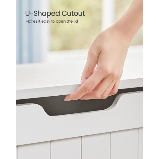 VASAGLE LHS11WT Játéktároló Pad Ülőhellyel és Nagy Kapacitással, Fehér, Forgácslap, 76 x