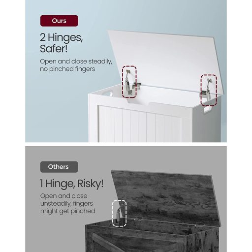 VASAGLE LHS11WT Játéktároló Pad Ülőhellyel és Nagy Kapacitással, Fehér, Forgácslap, 76 x