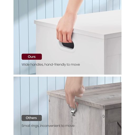 VASAGLE LHS11WT Játéktároló Pad Ülőhellyel és Nagy Kapacitással, Fehér, Forgácslap, 76 x