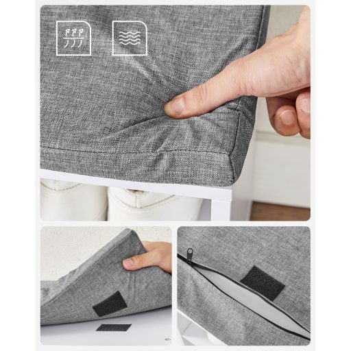 VASAGLE LHS15WT Cipőpad Pad Cipőtartó Ülőkével Párnával és 15 Rekeszes Tárolóval