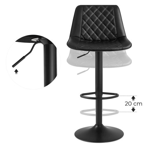 Songmics bárszékek, 2 darabos szett, állítható magasságú, fém háttámlával és