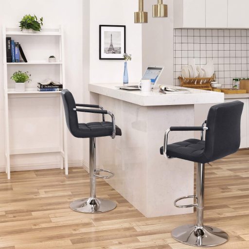 SONGMICS Bárszékek, 2 darabos szett, Magas székek, állítható magasság, PU bevonat, 360°-ban