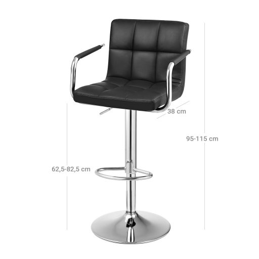 SONGMICS Bárszékek, 2 darabos szett, Magas székek, állítható magasság, PU bevonat, 360°-ban