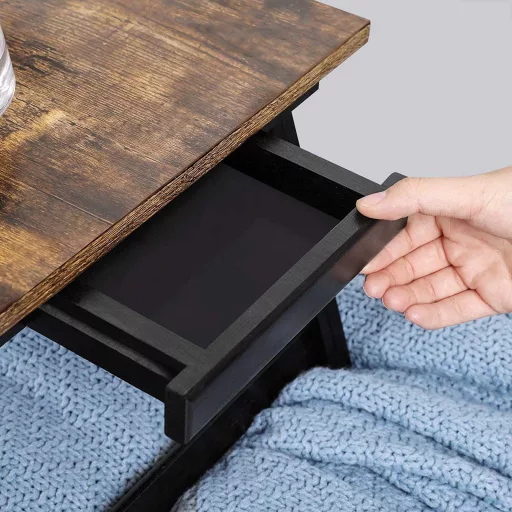SONGMICS Laptop Asztal Ágyhoz vagy Kanapéhoz Állítható Dönthető Lappal, Reggeliző Tálca