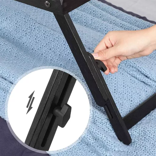 SONGMICS Laptop Asztal Ágyhoz vagy Kanapéhoz Állítható Dönthető Lappal, Reggeliző Tálca