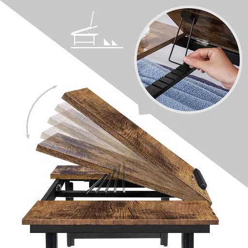 SONGMICS Laptop Asztal Ágyhoz vagy Kanapéhoz Állítható Dönthető Tetővel akár 14,3