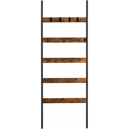 VASAGLE Takaró Létra, Döntött Létra Polc, 5 Szintes Törölközőtartó, 65 cm Széles, Acél