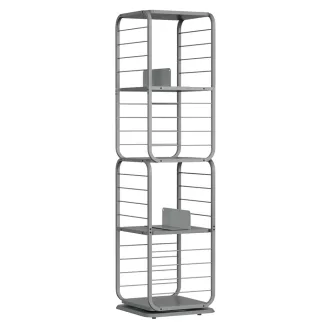   Könyvespolc, 360°-ban forgatható acél polc, 4 szintes, 43x43x158cm