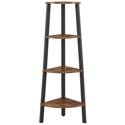 VASAGLE Sarokpolc, 4 szintes ipari tároló állvány, létra könyvespolc, szervező egység