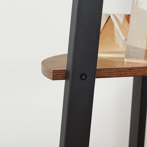 VASAGLE Sarokpolc, 4 szintes ipari tároló állvány, létra könyvespolc, szervező egység