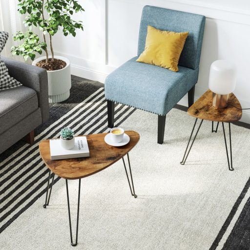 VASAGLE 2 darabos oldalasztal szett, egymásba rakható asztalok, dohányzóasztalok, nappaliba,