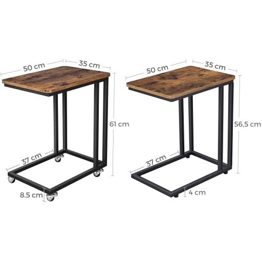 VASAGLE Dohányzóasztal, Oldalasztal, Kávézóasztal, acélkerettel és görgőkkel, könnyű