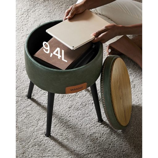 VASAGLE EKHO Kollekció - Tároló Ottomán, Öltözőasztal Szék, PU varrással, Középkori