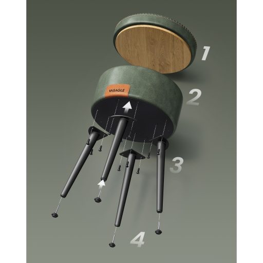 VASAGLE EKHO Kollekció - Tároló Ottomán, Öltözőasztal Szék, PU varrással, Középkori