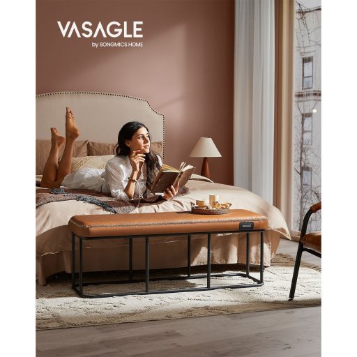 VASAGLE EKHO Kollekció - Pad előszobába és hálószobába, szintetikus bőr varrással, ottomán