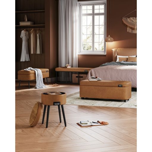 VASAGLE EKHO Kollekció - Pad előszobába és hálószobába, szintetikus bőr varrással, ottomán