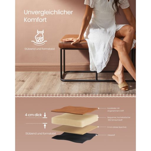 VASAGLE EKHO Kollekció - Pad előszobába és hálószobába, szintetikus bőr varrással, ottomán