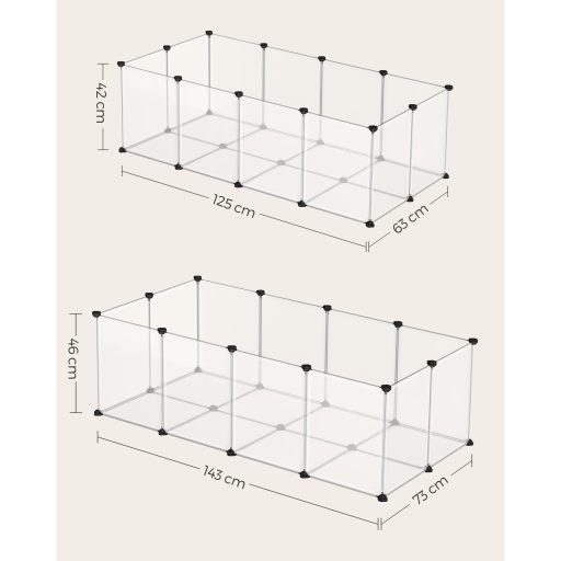 SONGMICS kisállat játszótér padlóval, kisállat ketrec, DIY műanyag ketrec, beltéri futtató