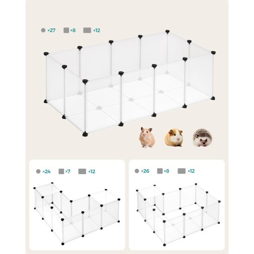 SONGMICS kisállat játszótér padlóval, kisállat ketrec, DIY műanyag ketrec, beltéri futtató