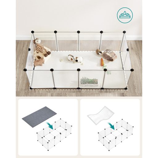SONGMICS kisállat játszótér padlóval, kisállat ketrec, DIY műanyag ketrec, beltéri futtató