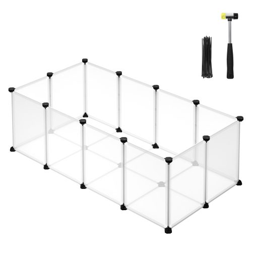 SONGMICS kisállat játszótér padlóval, kisállat ketrec, DIY műanyag ketrec, beltéri futtató