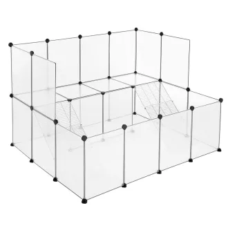   Ketrec háziállatoknak, műanyag átlátszó elemekkel, fehér 143x108x93cm