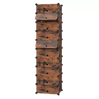   Cipőtartó polc, 10 rekeszes moduláris tároló, műanyag, arany 40x30x17cm