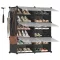 Cipőtároló doboz 6 rekeszes tárolódoboz, fekete 82x32x92cm
