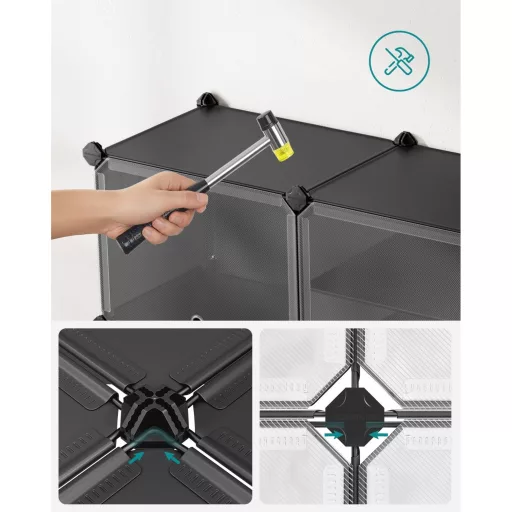 Cipőtároló doboz 6 rekeszes tárolódoboz, fekete 82x32x92cm