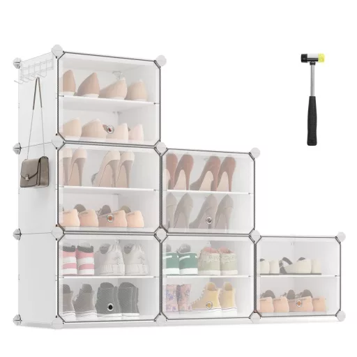Cipőtároló doboz 6 rekeszes tárolódoboz, fehér 82x32x92cm