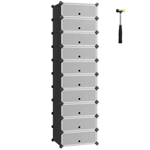 SONGMICS összekapcsolható cipőtartó, téglalap alakú tároló szervező, 10 rekeszes moduláris