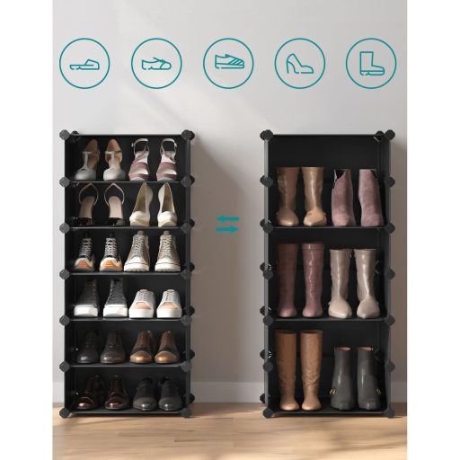 SONGMICS összekapcsolható cipőtartó, téglalap alakú tároló szervező, 10 rekeszes moduláris