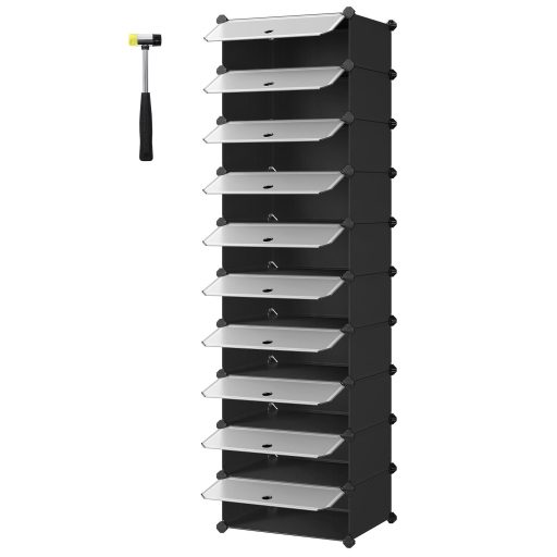 SONGMICS összekapcsolható cipőtartó, téglalap alakú tároló szervező, 10 rekeszes moduláris