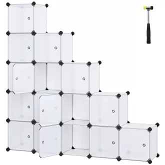   Tároló dobozok moduláris műanyag rendszerező kockák 15 db, fehér 123x31x123cm