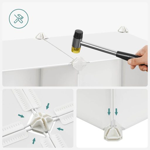 SONGMICS Kocka Polc Többfunkciós Szekrény 16 Kockával Ajtós Polcrendszer Gardrób Cipőtartó