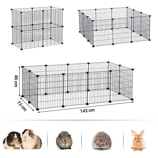 SONGMICS tengerimalac játszótér, beltéri nyúlketrec, nagy méretű mozgástér, DIY fém