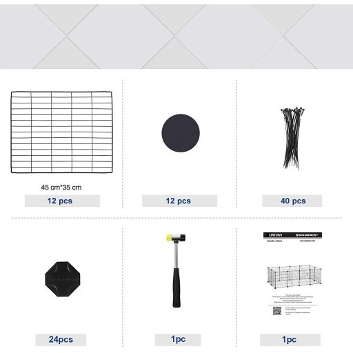 SONGMICS tengerimalac játszótér, beltéri nyúlketrec, nagy méretű mozgástér, DIY fém